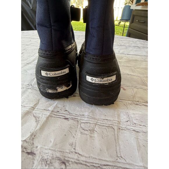 Columbia Kids Size 3 Waterproof Snow Boots Blue Black Drawstring Top Winter Warm - Picture 10 of 16